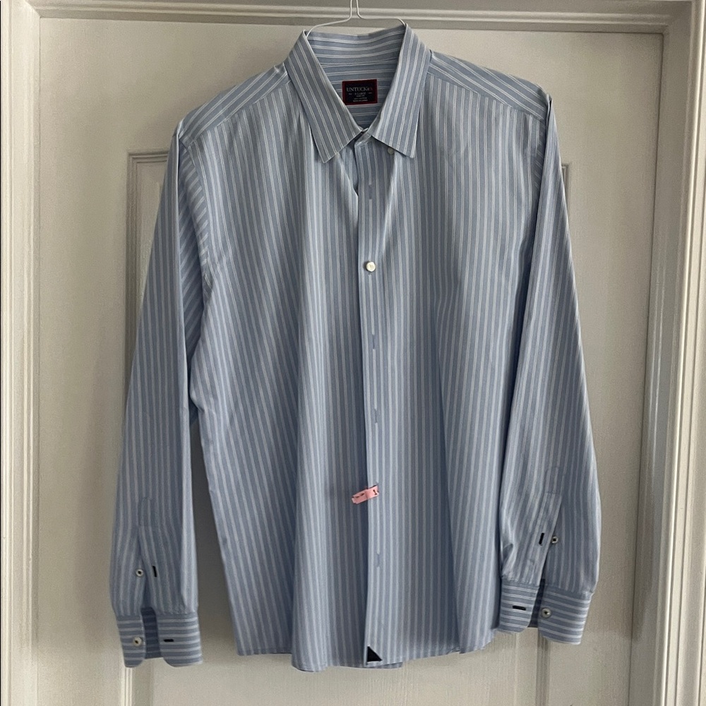 UNTUCKit Blue Striped Dress Shirt slim fit